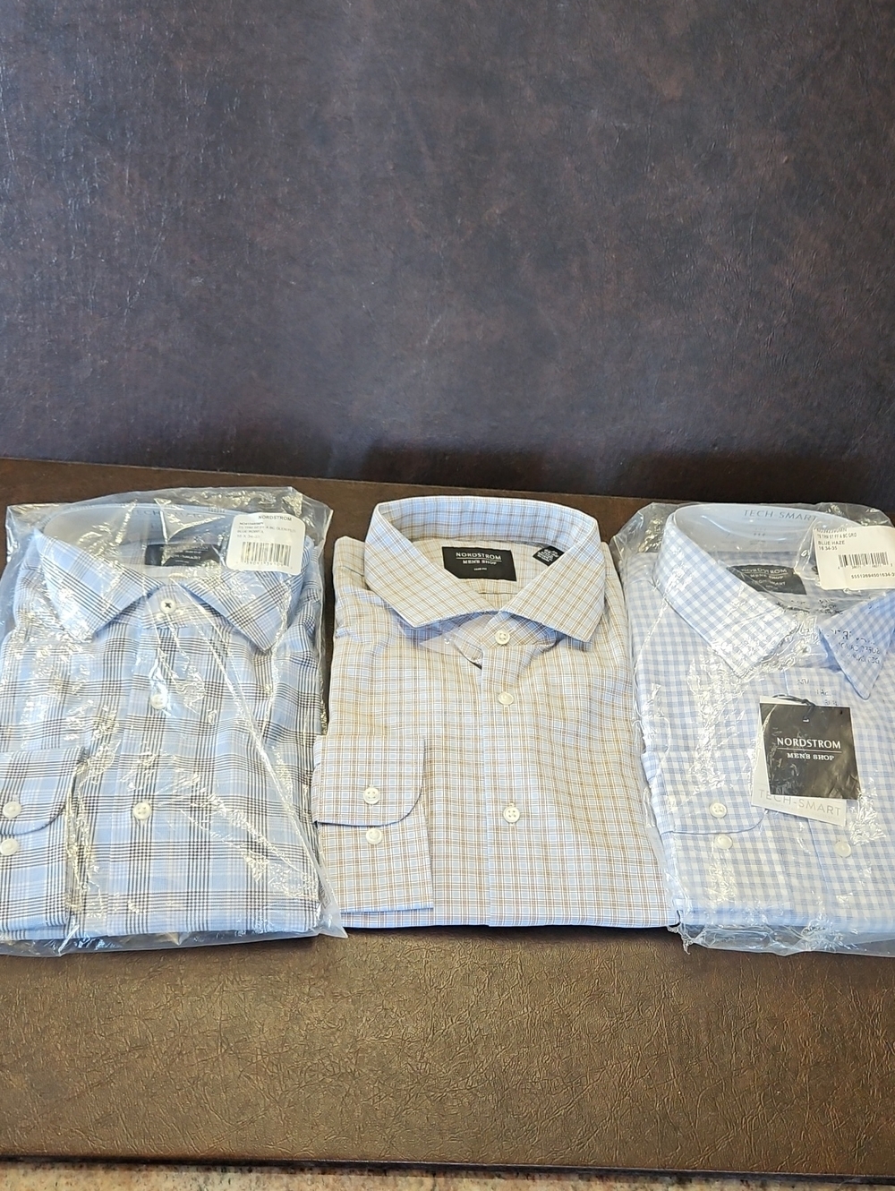 Nordstrom Men’s Shop Tech Smart Plaid 3 Dress Shirts Lot Neck 16